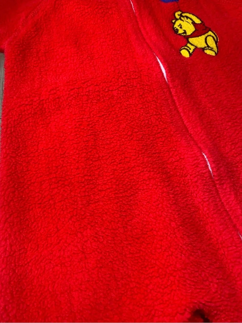 Vintage Winnie the Pooh Red Fleece Footed Pajamas Size 1T
